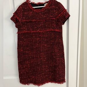 NWT Zara Girls Soft Collection Festive Red Tweed Dress Size 13/14 Holiday Party